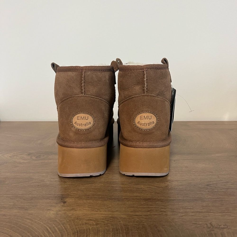 Emu Australia Stinger Micro Flatform Sheepskin Booties Slipper Boots Brown 9 View 5